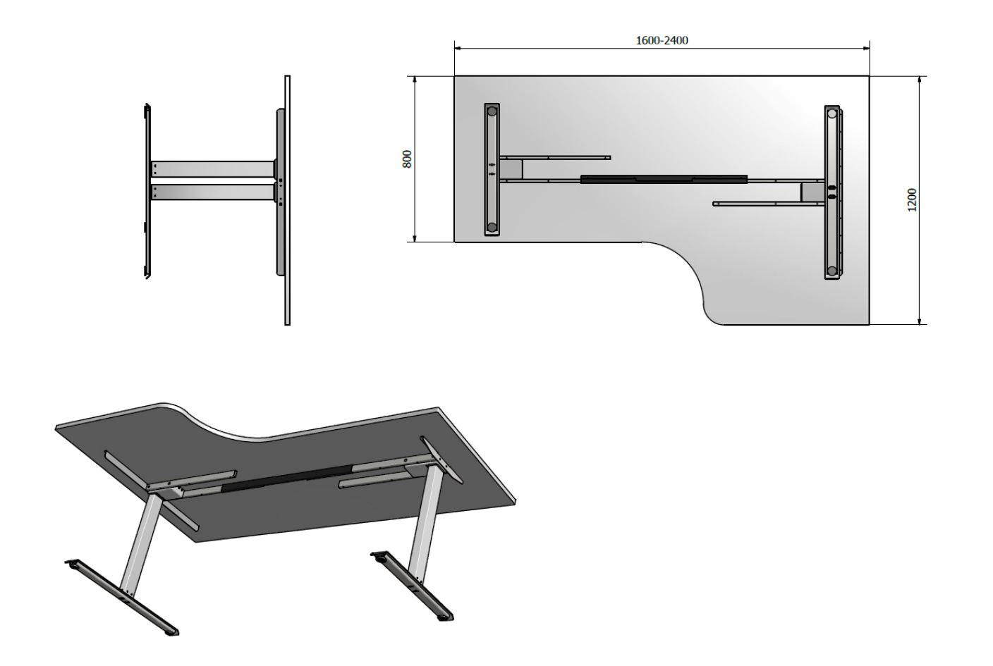 Sähköpöytä kulma 2JK